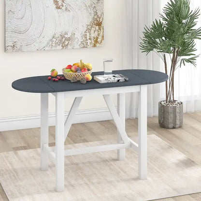 White Drop Leaf Dining Set for 2 with Gray Cushioned Chairs