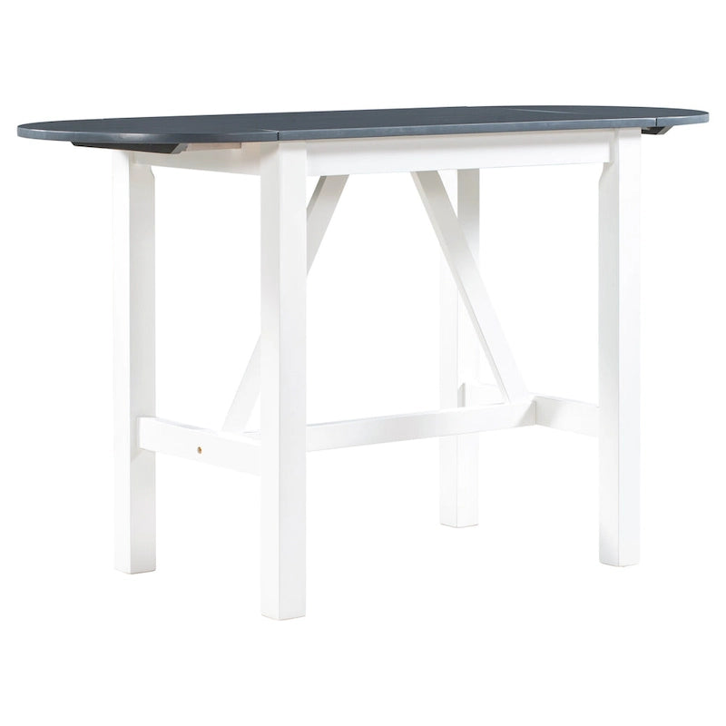 White Drop Leaf Dining Set for 2 with Gray Cushioned Chairs