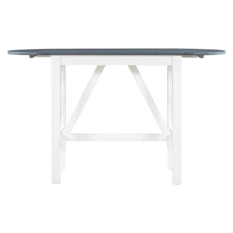 White Drop Leaf Dining Set for 2 with Gray Cushioned Chairs