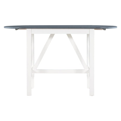 White Drop Leaf Dining Set for 2 with Gray Cushioned Chairs