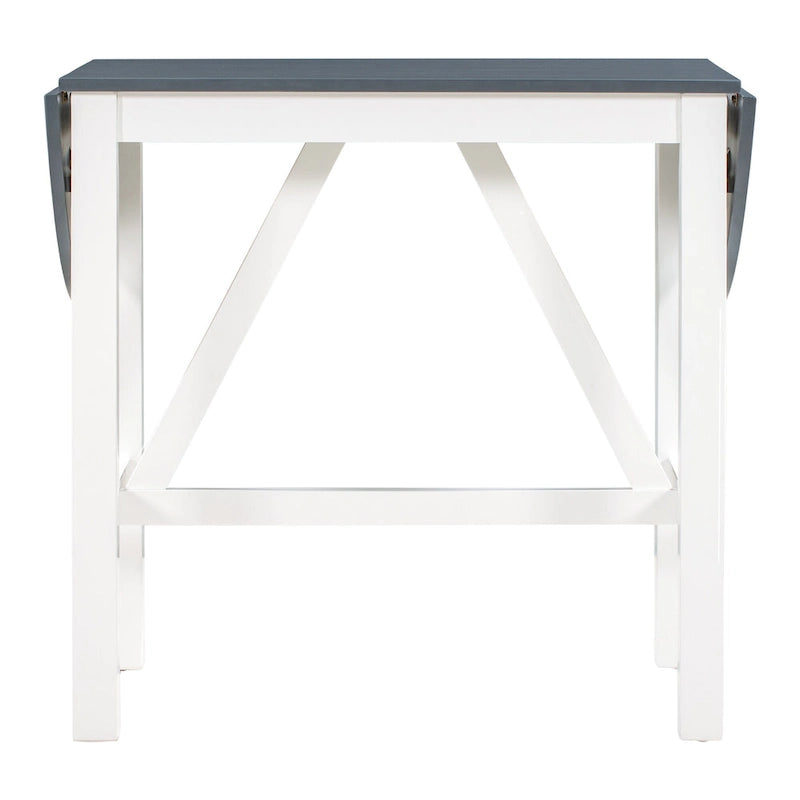 White Drop Leaf Dining Set for 2 with Gray Cushioned Chairs