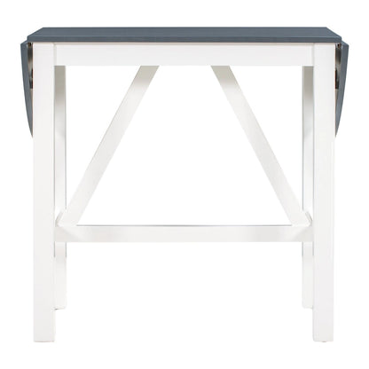 White Drop Leaf Dining Set for 2 with Gray Cushioned Chairs