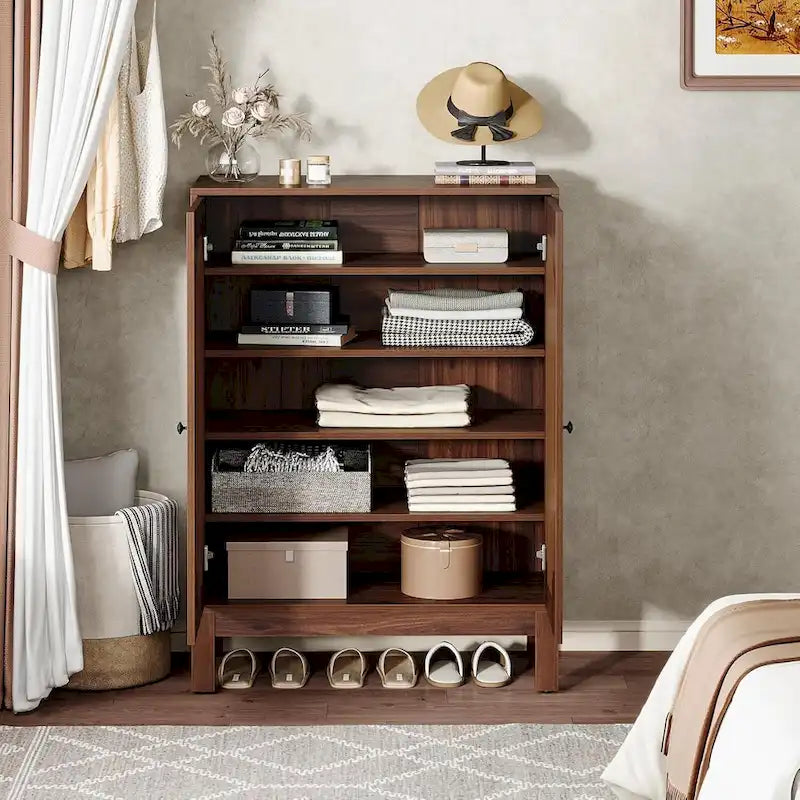 5-Tier Adjustable Shoe Cabinet with Doors for 20 Pairs