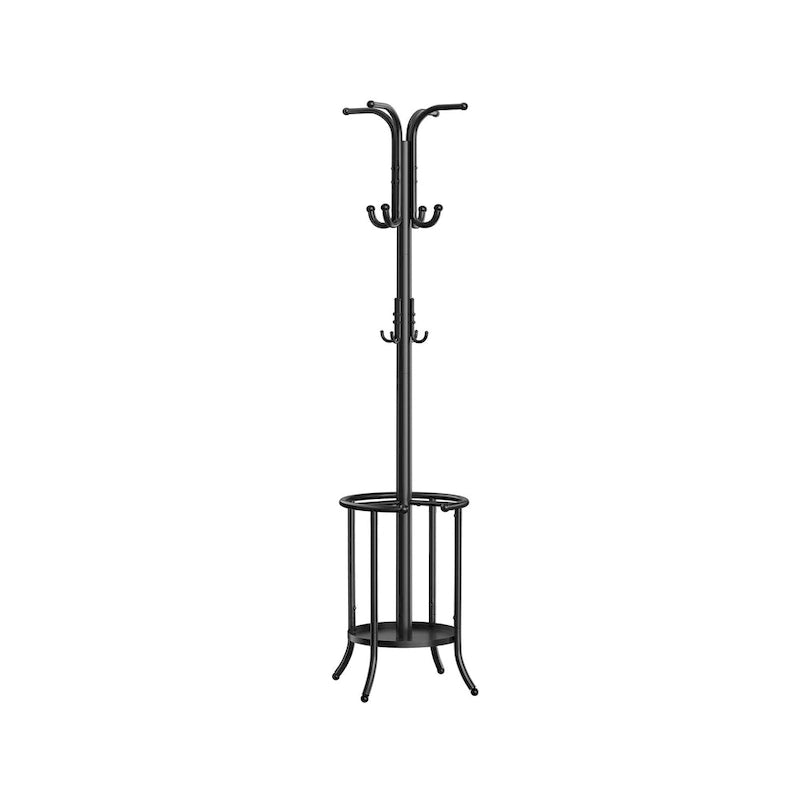 Modern Tall Freestanding Coat Rack with Metal Frame and Umbrella Holder for Home and Office - 15.7 D x 15.7 W x 68.9 H