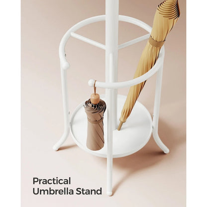 Modern Tall Freestanding Coat Rack with Metal Frame and Umbrella Holder for Home and Office - 15.7 D x 15.7 W x 68.9 H