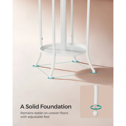 Modern Tall Freestanding Coat Rack with Metal Frame and Umbrella Holder for Home and Office - 15.7 D x 15.7 W x 68.9 H