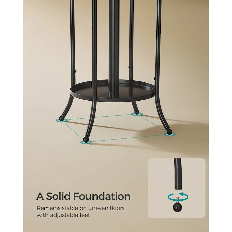 Modern Tall Freestanding Coat Rack with Metal Frame and Umbrella Holder for Home and Office - 15.7 D x 15.7 W x 68.9 H