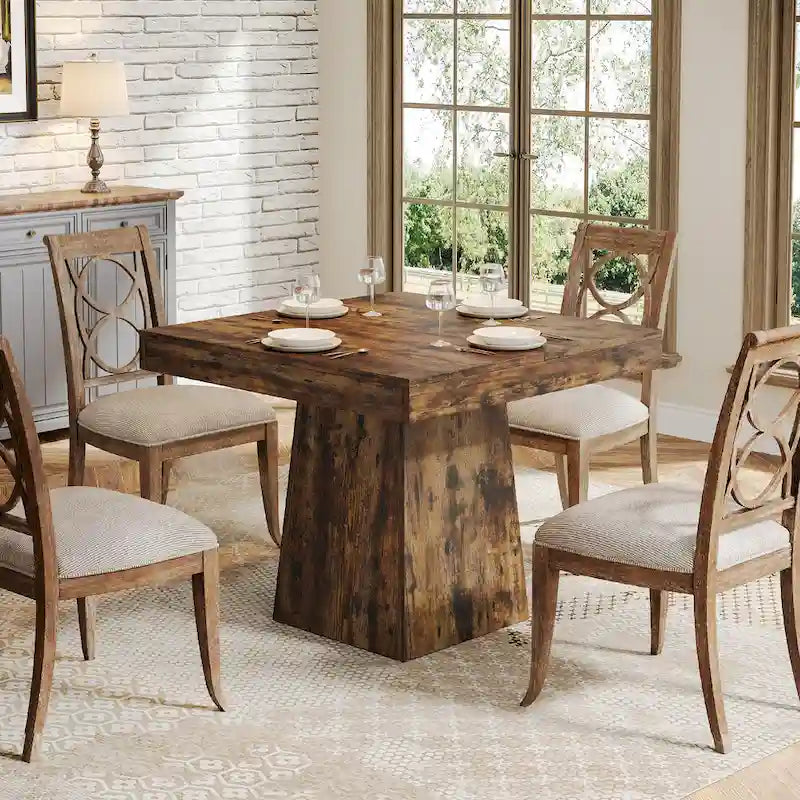 31.5-Inch Square Dining Table for 4, Farmhouse Kitchen Table for Dining Room - 31.5 D x 31.5 W x 29.53 H