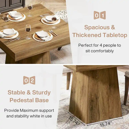 31.5-Inch Square Dining Table for 4, Farmhouse Kitchen Table for Dining Room - 31.5 D x 31.5 W x 29.53 H