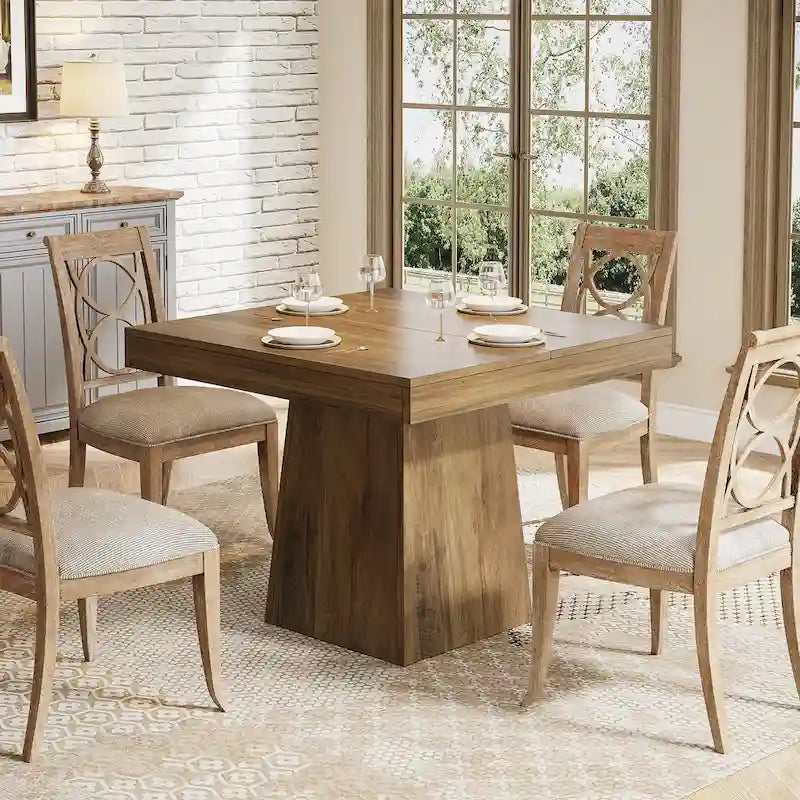 31.5-Inch Square Dining Table for 4, Farmhouse Kitchen Table for Dining Room - 31.5 D x 31.5 W x 29.53 H
