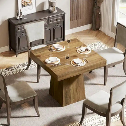 31.5-Inch Square Dining Table for 4, Farmhouse Kitchen Table for Dining Room - 31.5 D x 31.5 W x 29.53 H