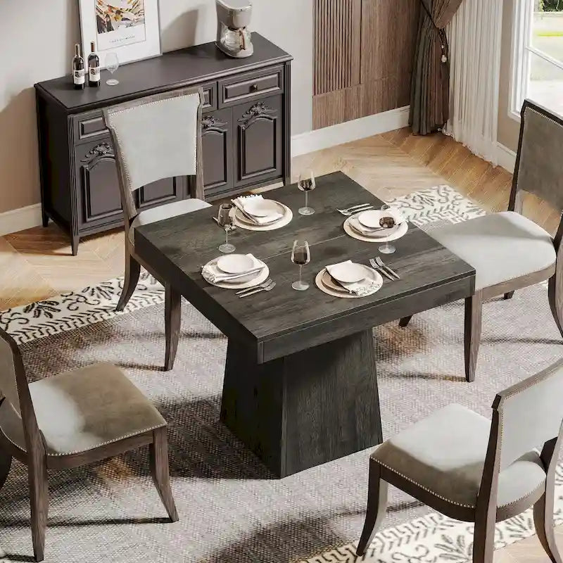 31.5-Inch Square Dining Table for 4, Farmhouse Kitchen Table for Dining Room - 31.5 D x 31.5 W x 29.53 H