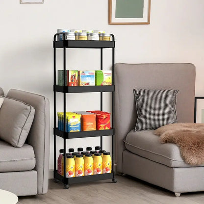 Storage Cart, Shelf Organizer Mobile Shelving, Multifunction Movable Storage Organizer
