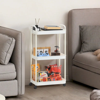 Storage Cart, Shelf Organizer Mobile Shelving, Multifunction Movable Storage Organizer