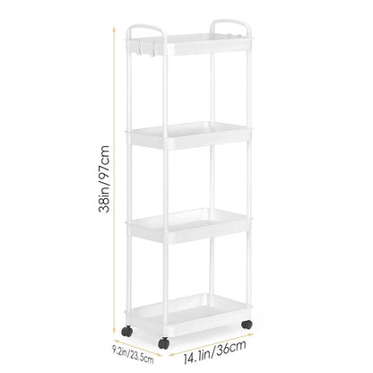 Storage Cart, Shelf Organizer Mobile Shelving, Multifunction Movable Storage Organizer