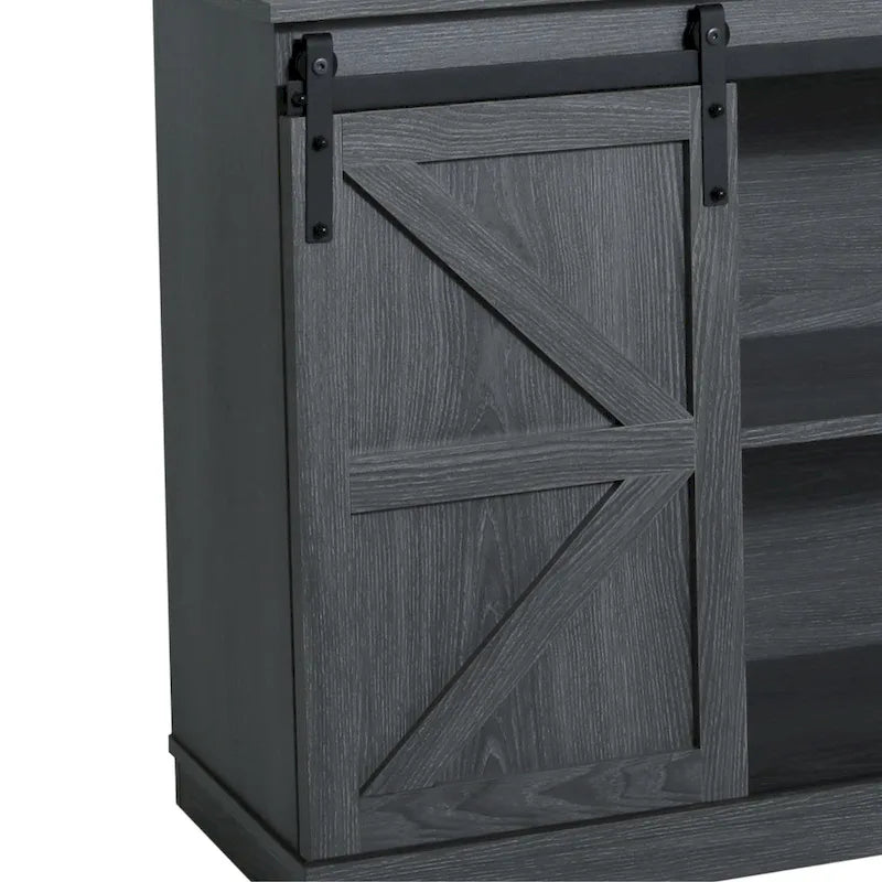 Farmhouse Wood TV Stand with Sliding Barn Door