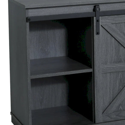 Farmhouse Wood TV Stand with Sliding Barn Door