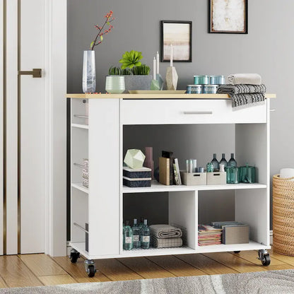 Futzca Kitchen Island on Wheels with Large Work Countertop