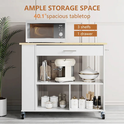Futzca Kitchen Island on Wheels with Large Work Countertop