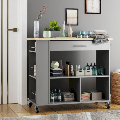 Futzca Kitchen Island on Wheels with Large Work Countertop