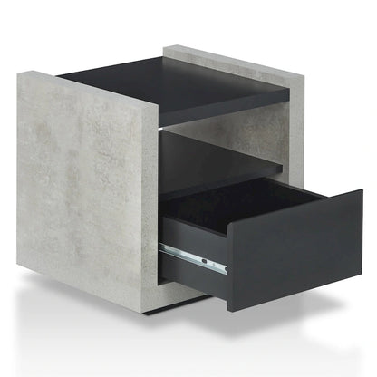 Industrial Side Table with Drawer - Black or Walnut - 18 Inch