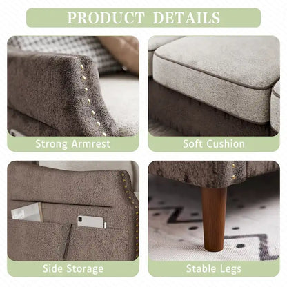 Futzca 78 L Shaped Sofa Couch with Ottoman and Side Storage Bag