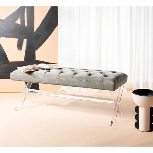 SAFAVIEH Couture Ketevan Tufted Acrylic Bench - 48 x18 x18 . - 48  W x 18  L x 18  H - 48Wx18Dx18H