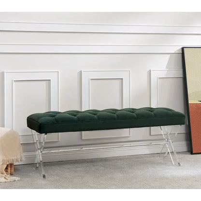 SAFAVIEH Couture Ketevan Tufted Acrylic Bench - 48 x18 x18 . - 48  W x 18  L x 18  H - 48Wx18Dx18H