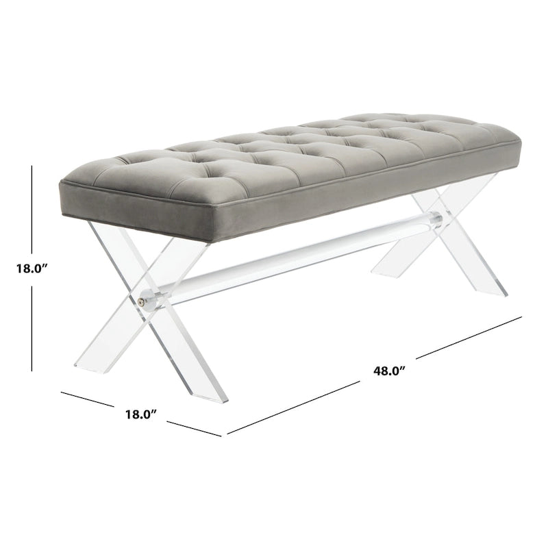 SAFAVIEH Couture Ketevan Tufted Acrylic Bench - 48 x18 x18 . - 48  W x 18  L x 18  H - 48Wx18Dx18H