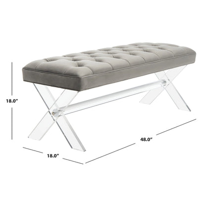 SAFAVIEH Couture Ketevan Tufted Acrylic Bench - 48 x18 x18 . - 48  W x 18  L x 18  H - 48Wx18Dx18H