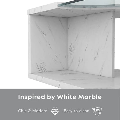 Kobe Modern Faux Marble Veneer Coffee Table with Shelf by Furniture of America