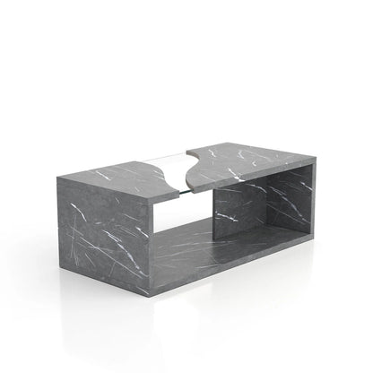 Kobe Modern Faux Marble Veneer Coffee Table with Shelf by Furniture of America