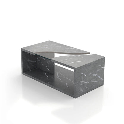 Kobe Modern Faux Marble Veneer Coffee Table with Shelf by Furniture of America