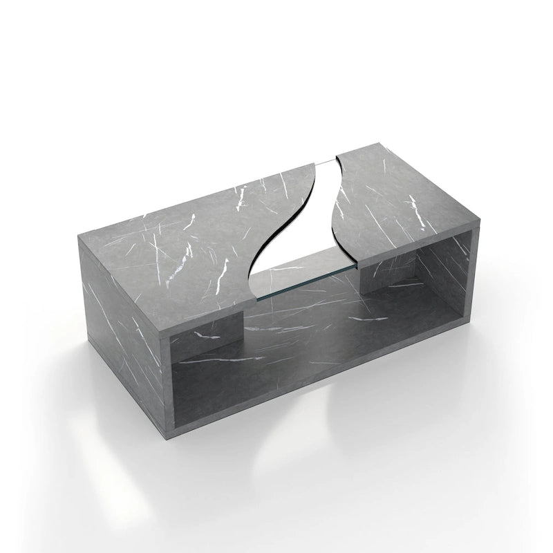 Kobe Modern Faux Marble Veneer Coffee Table with Shelf by Furniture of America