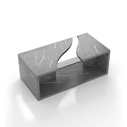 Kobe Modern Faux Marble Veneer Coffee Table with Shelf by Furniture of America
