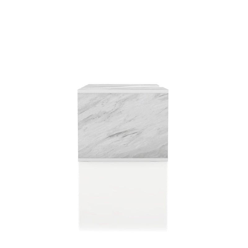 Kobe Modern Faux Marble Veneer Coffee Table with Shelf by Furniture of America