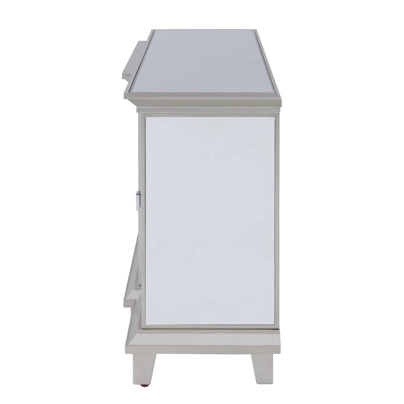 SEI Furniture Mirrored Media TV Stand with Color Changing Fireplace Insert for TV's up to 62