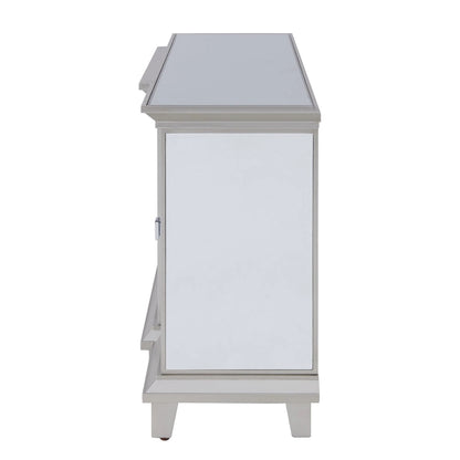 SEI Furniture Mirrored Media TV Stand with Color Changing Fireplace Insert for TV's up to 62