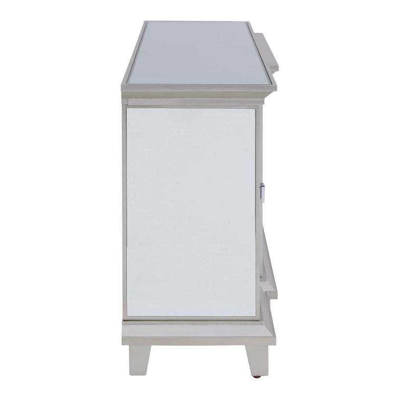 SEI Furniture Mirrored Media TV Stand with Color Changing Fireplace Insert for TV's up to 62