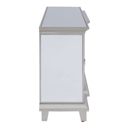 SEI Furniture Mirrored Media TV Stand with Color Changing Fireplace Insert for TV's up to 62