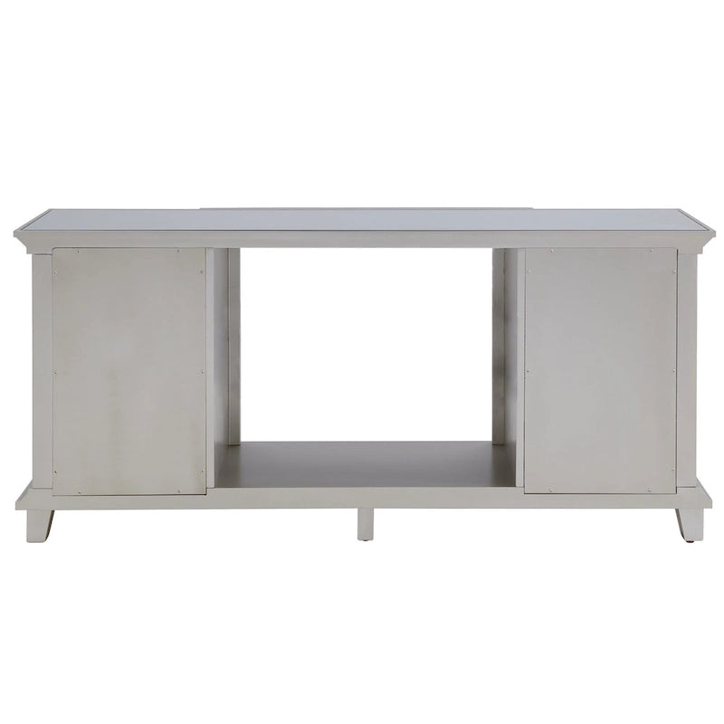 SEI Furniture Mirrored Media TV Stand with Color Changing Fireplace Insert for TV's up to 62