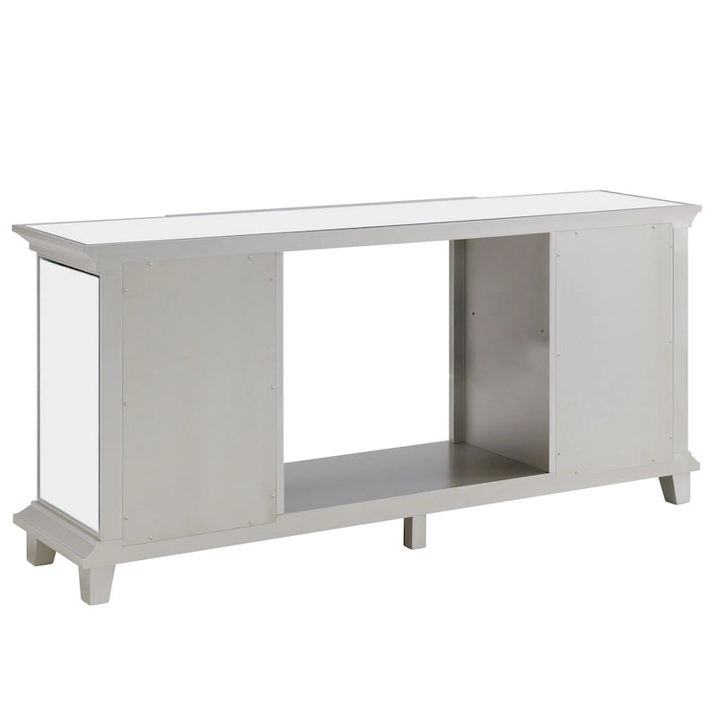 SEI Furniture Mirrored Media TV Stand with Color Changing Fireplace Insert for TV's up to 62