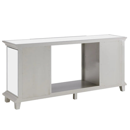 SEI Furniture Mirrored Media TV Stand with Color Changing Fireplace Insert for TV's up to 62