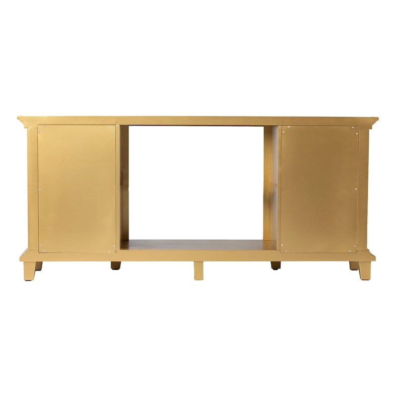 SEI Furniture Mirrored Media TV Stand with Color Changing Fireplace Insert for TV's up to 62