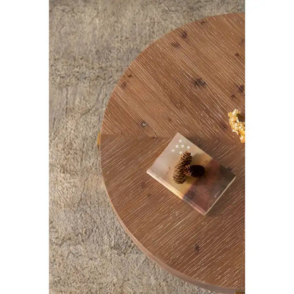 Modern Retro Splicing Round Coffee Table with Cross Legs