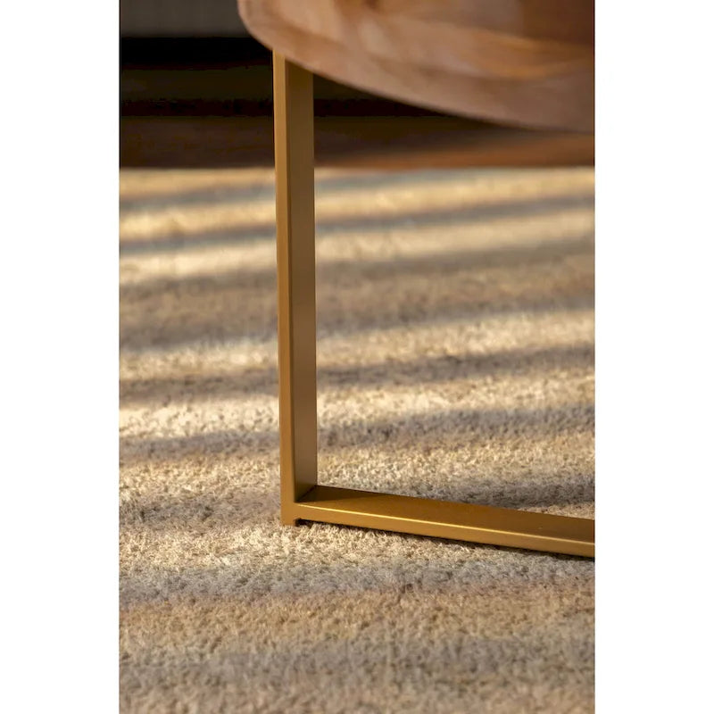 Modern Retro Splicing Round Coffee Table with Cross Legs