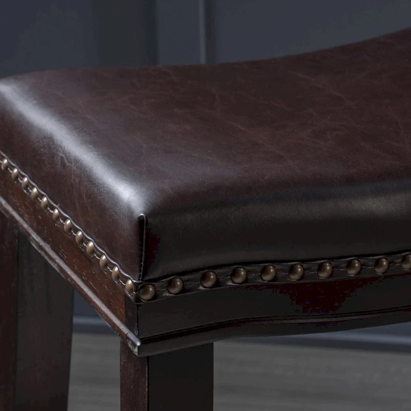 Christopher Knight Home Kainu Contemporary Upholstered Saddle Counter Stool with Nailhead Trim (Set of 2)