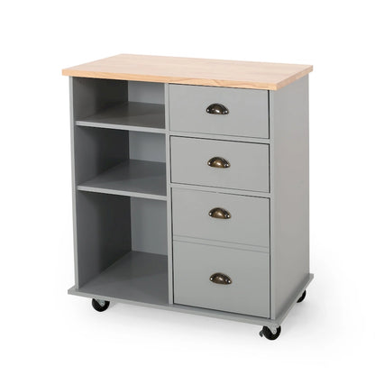 Provence Contemporary Kitchen Cart with Wheels by Christopher Knight Home - 31.50 W x 17.75 D x 34.50 H