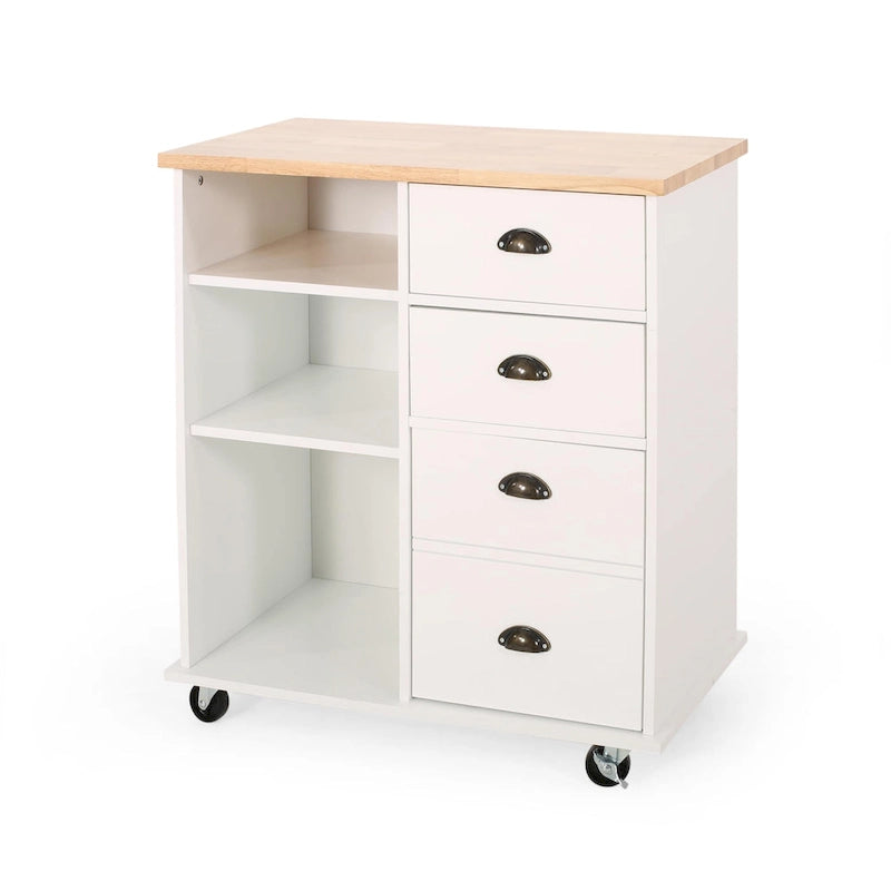 Provence Contemporary Kitchen Cart with Wheels by Christopher Knight Home - 31.50 W x 17.75 D x 34.50 H
