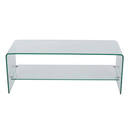 Ramona Glass Entertainment TV Console Stand with Shelf by Christopher Knight Home